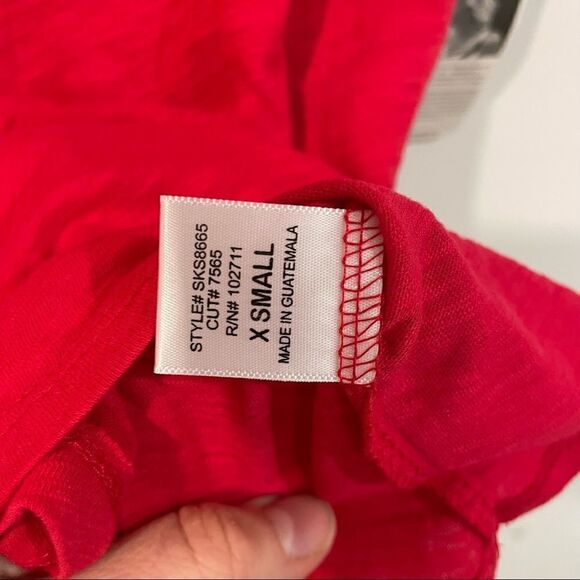 Gibson Basic Red V-Neck Cotton T-Shirt Shoulder Pocket - Picture 6 of 9